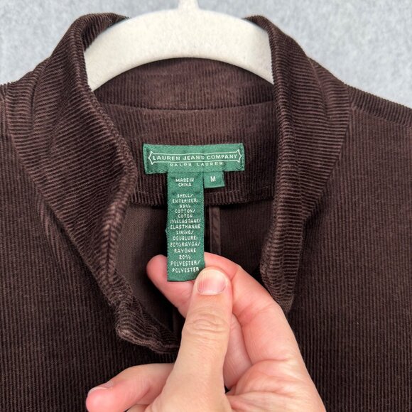 Ralph Lauren Womens Corduroy Button Up Jacket Size M Brown Equestrian Gold Crest - Picture 7 of 14